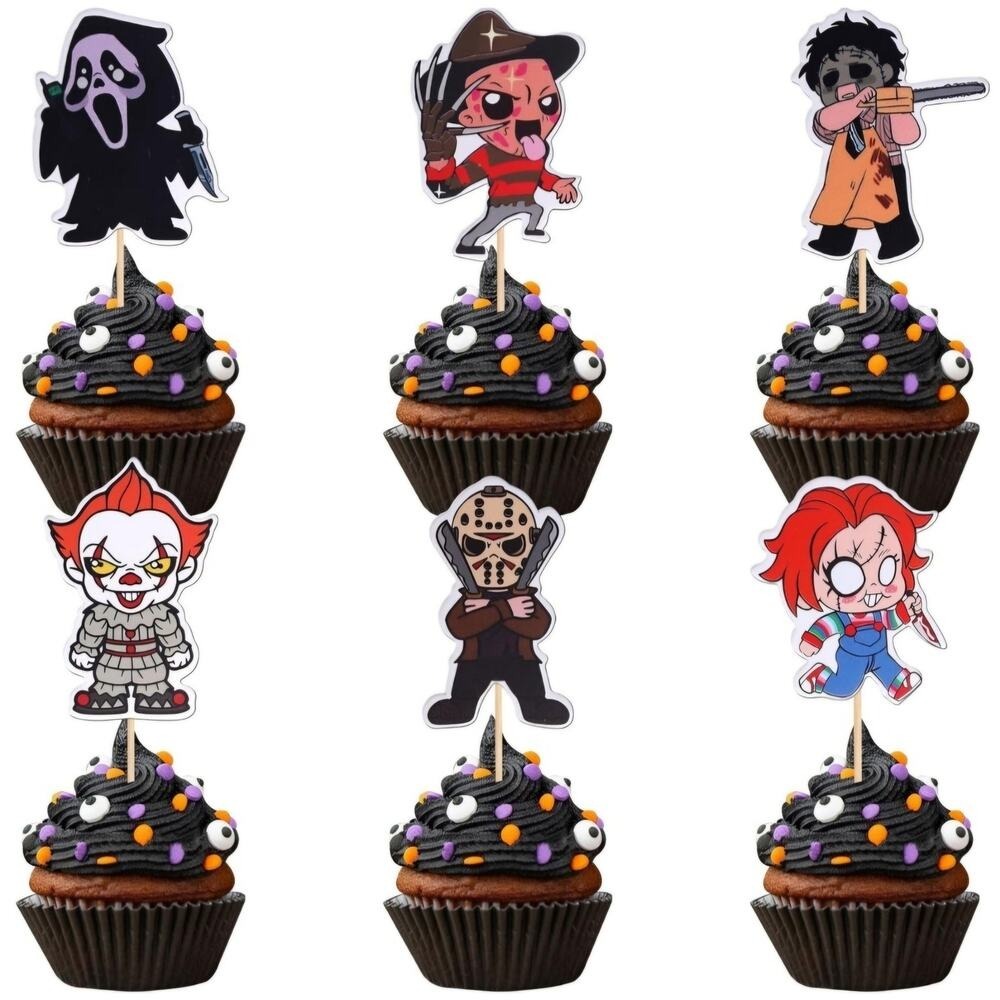 Horror Movie Character Cupcake Picks 36 Pc Toppers Decorations Baking Halloween